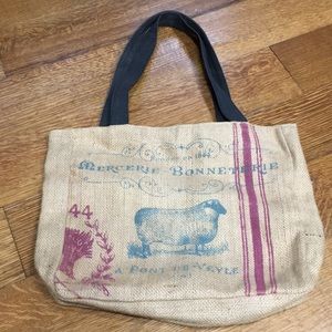 French style burlap purse tote
